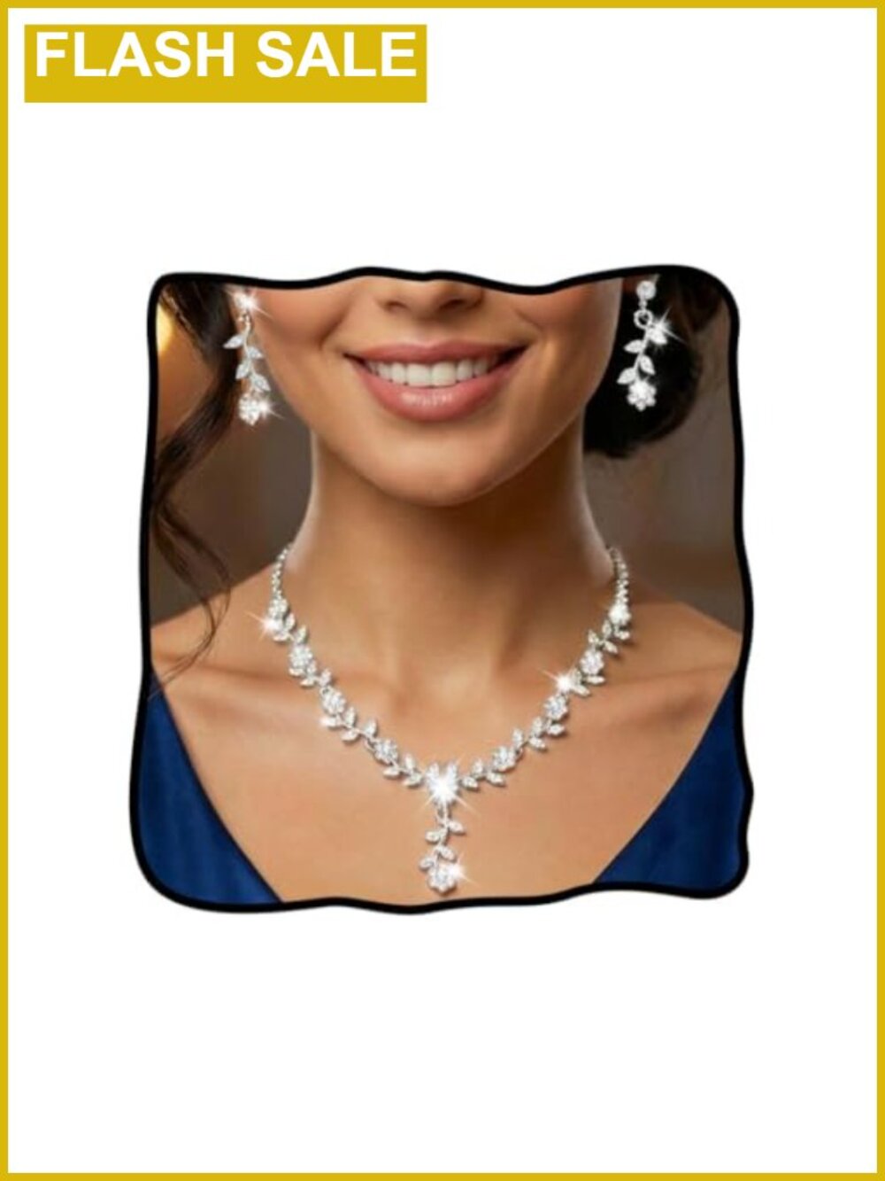 Rhinestone Necklace Earrings Set Silver Tone Bridal Wedding Prom Jewelry for